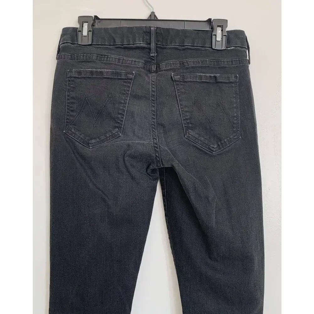 Black Guilty as Sin MOTHER Looker Ankle Fray Jeans 29